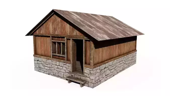 Wooden Hut  Low-poly 3D model
