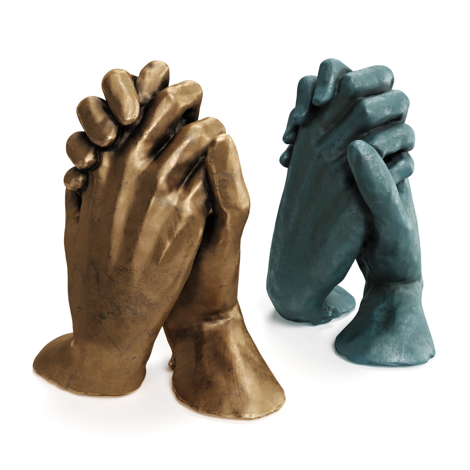 Holding hands sculpture 3D model_2