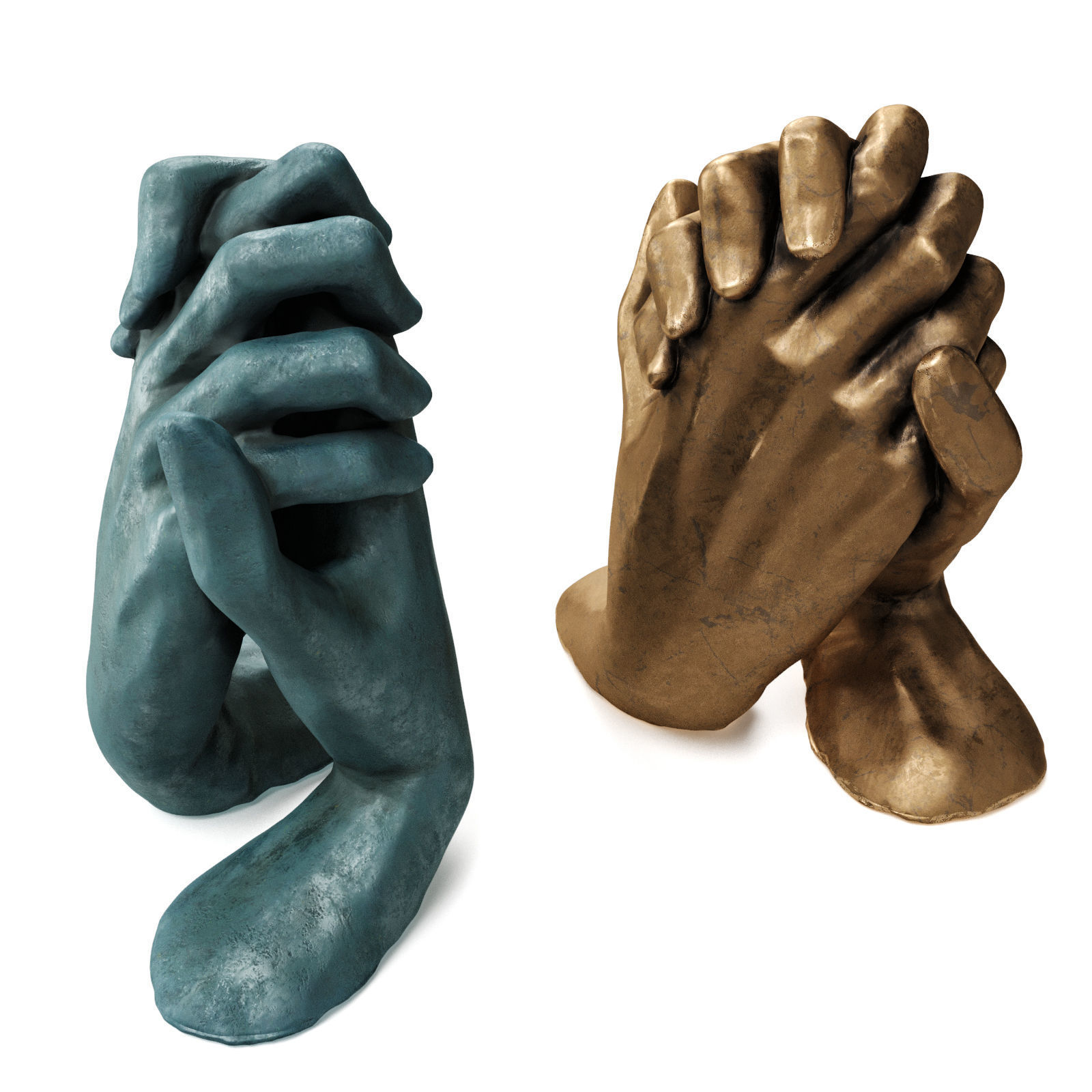 Holding hands sculpture 3D model_3