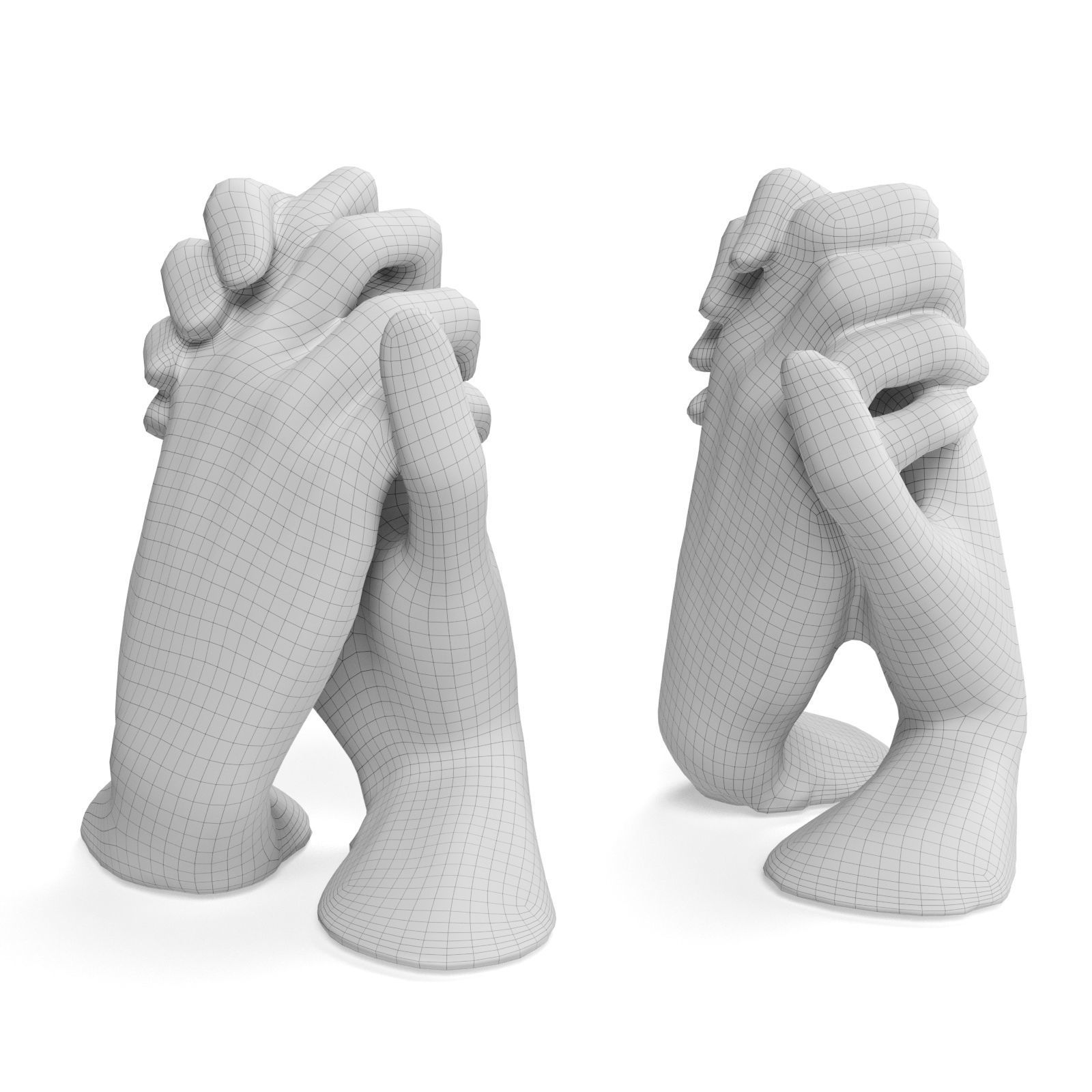 Holding hands sculpture 3D model_4