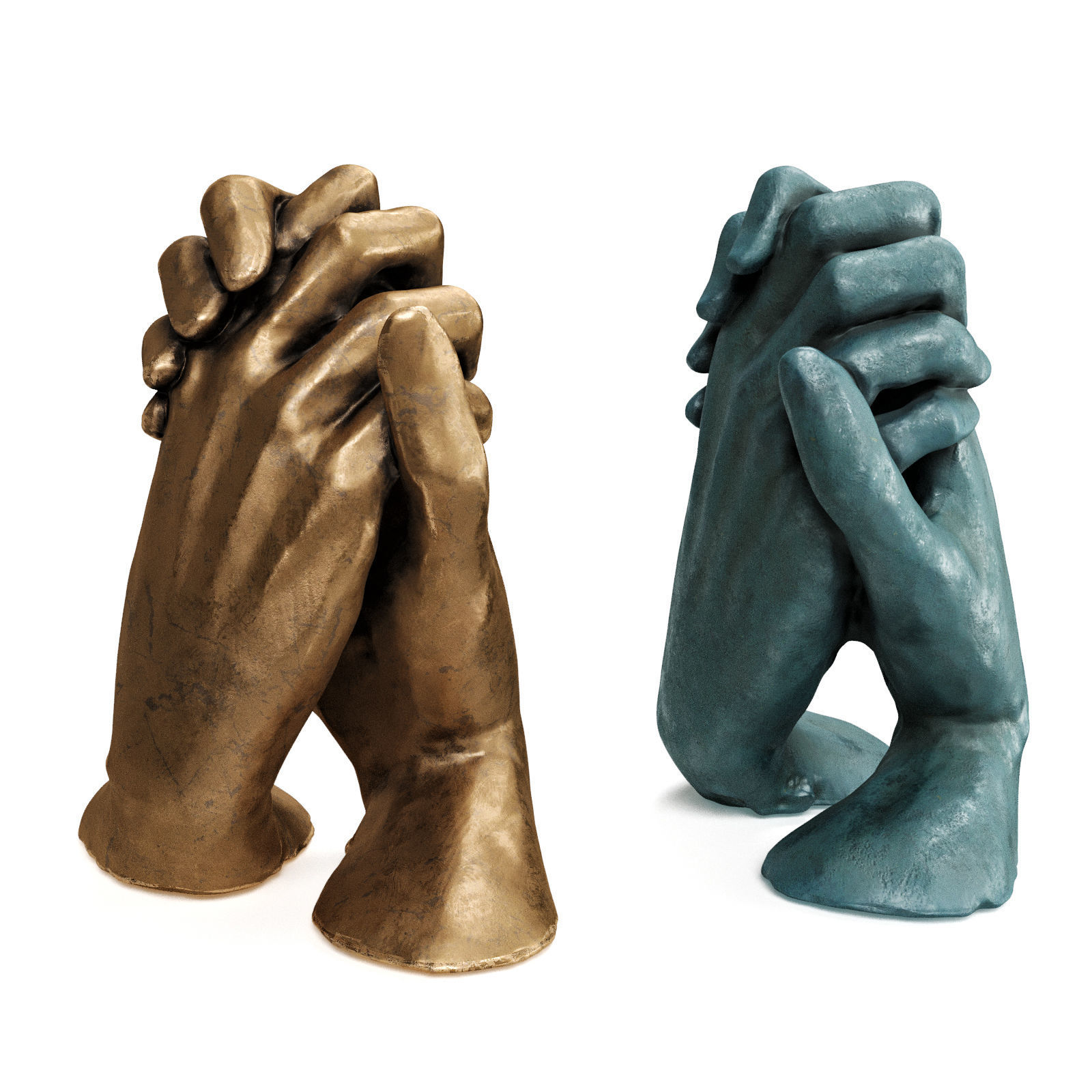 Holding hands sculpture 3D model_1