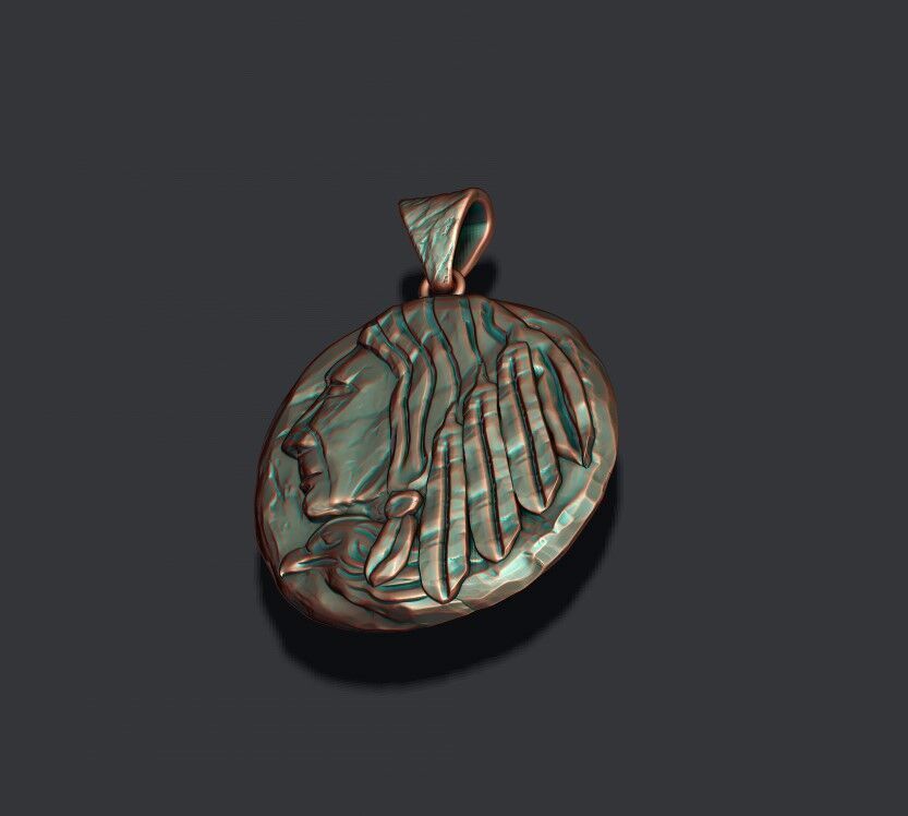 Native indian american coin pendant 3D print model_1