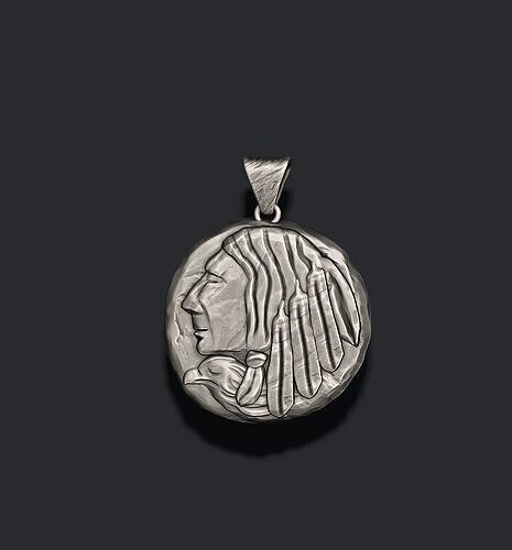 Native indian american coin pendant 3D print model