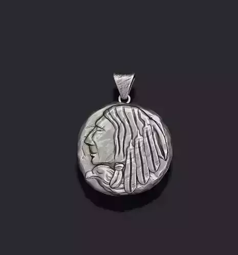 Native indian american coin pendant 3D print model