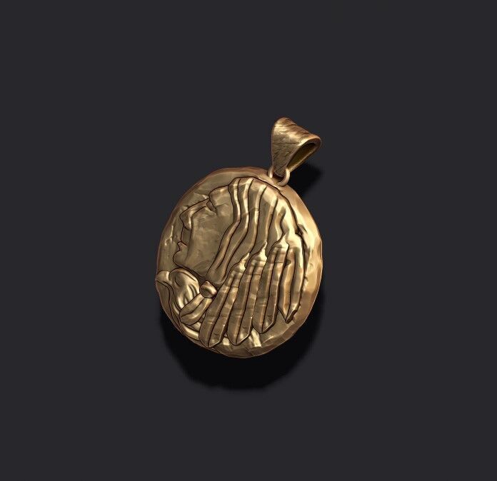 Native indian american coin pendant 3D print model_8