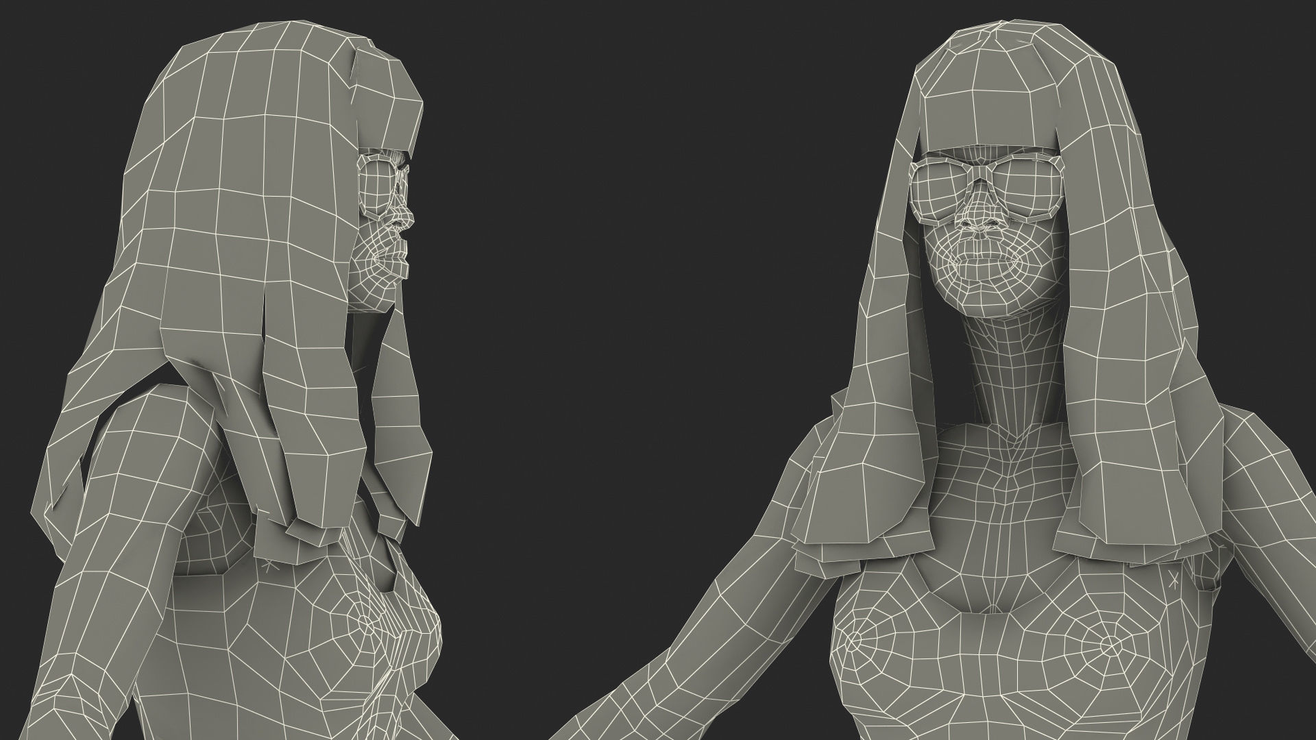 African American Young Woman Beach Style Rigged for Cinema 4D 3D model_30