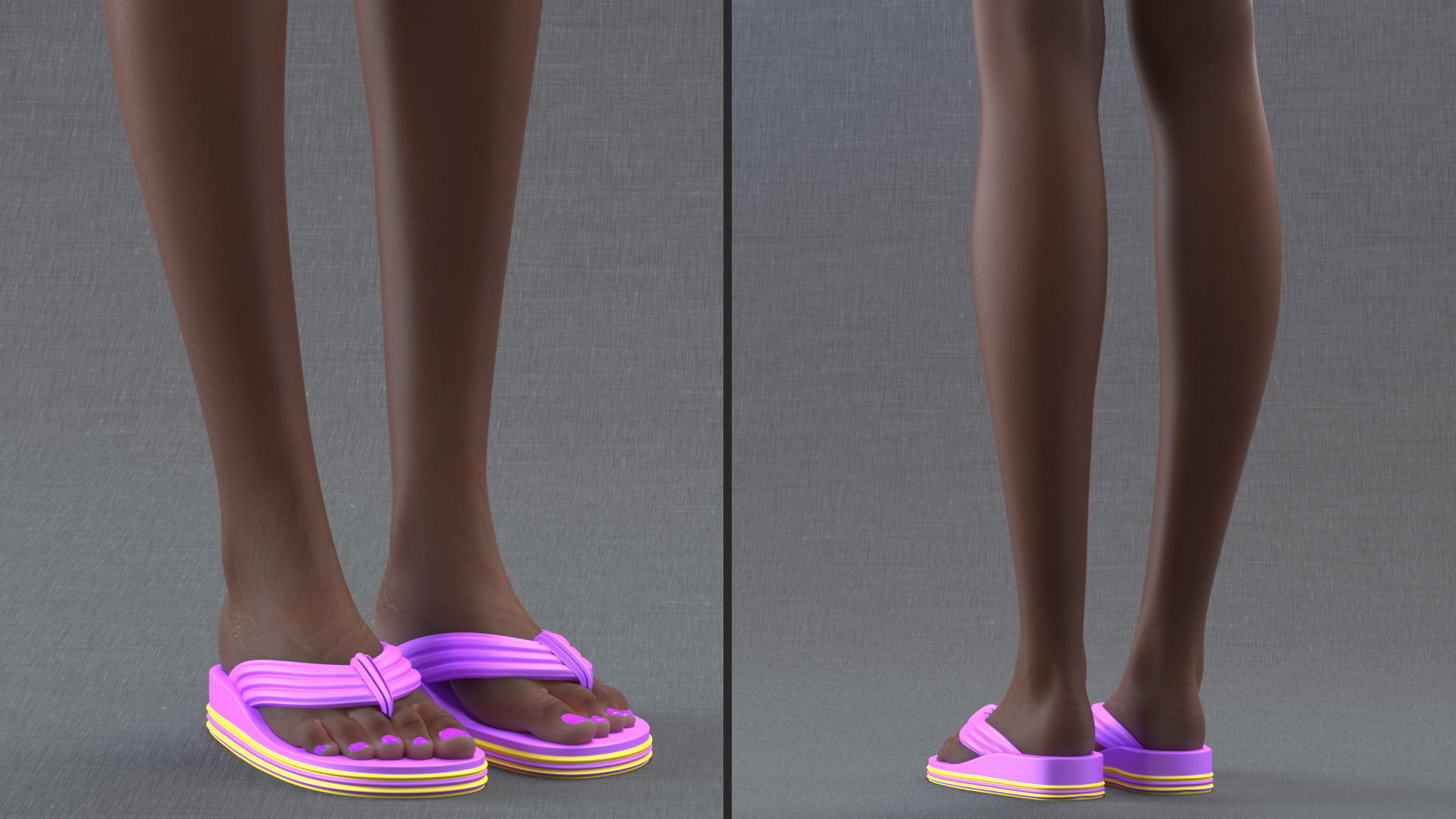 African American Young Woman Beach Style Rigged for Cinema 4D 3D model_15