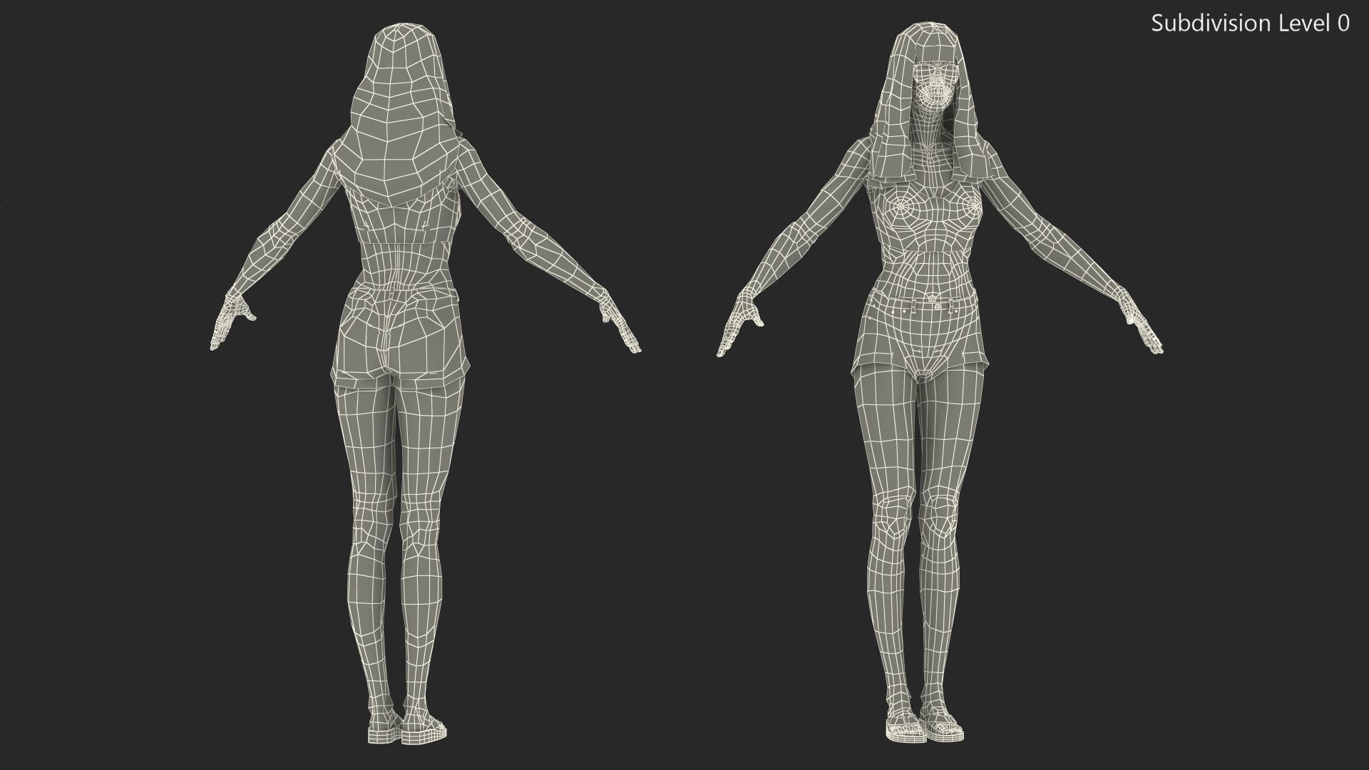 African American Young Woman Beach Style Rigged for Cinema 4D 3D model_24