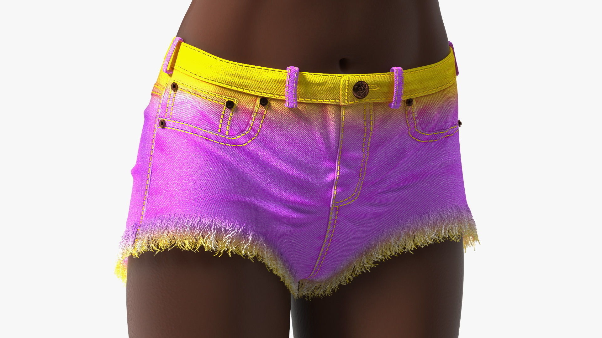 African American Young Woman Beach Style Rigged for Cinema 4D 3D model_18