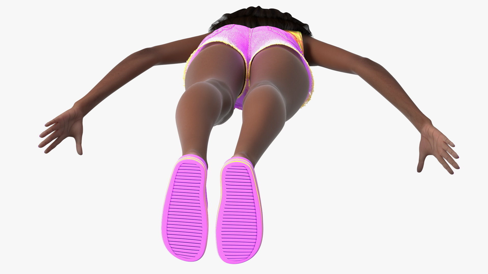 African American Young Woman Beach Style Rigged for Cinema 4D 3D model_22