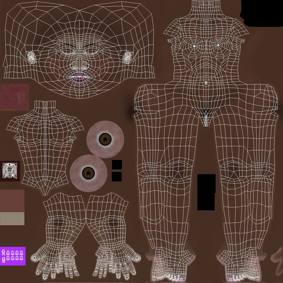 African American Young Woman Beach Style Rigged for Cinema 4D 3D model_26