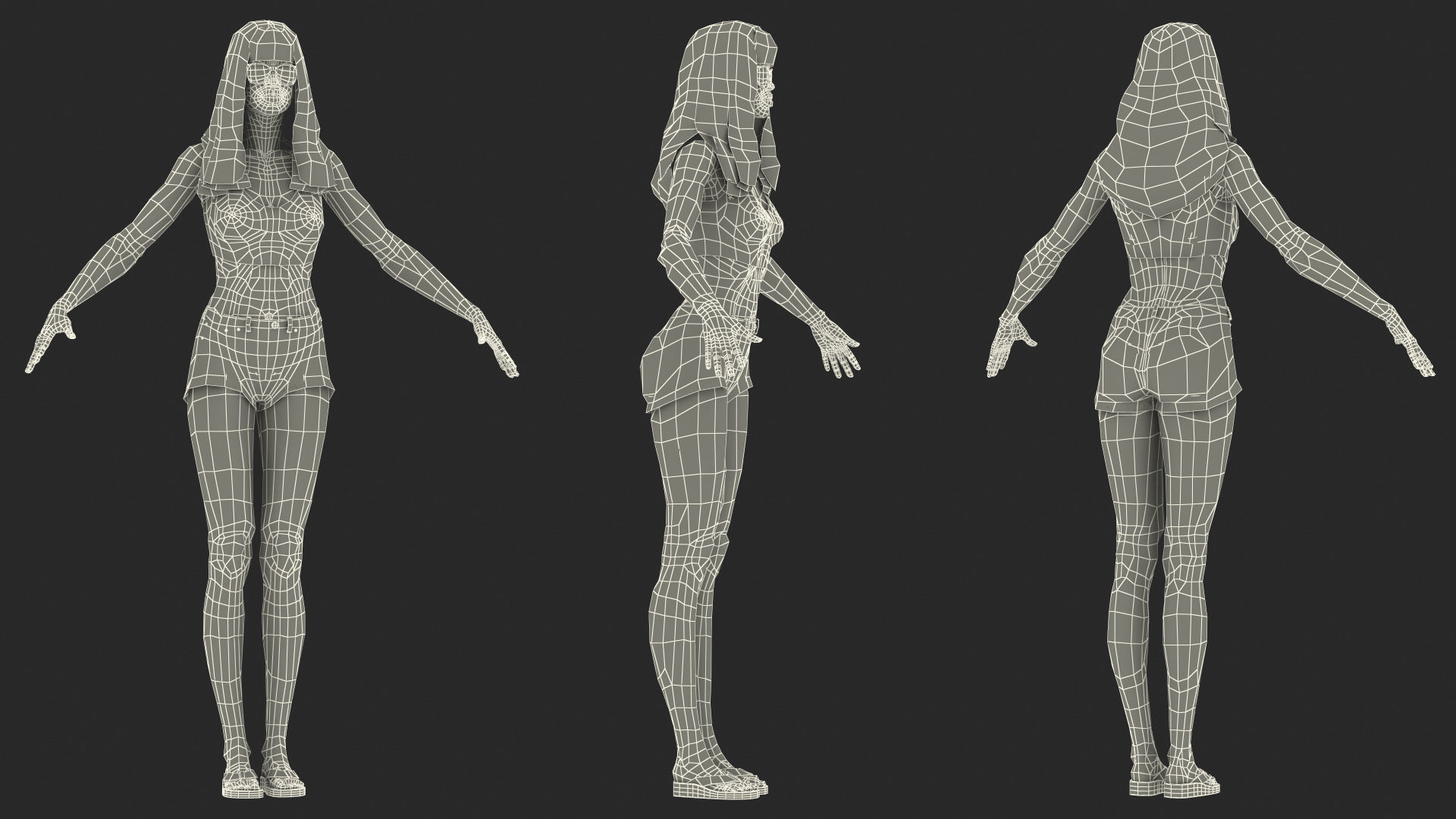 African American Young Woman Beach Style Rigged for Cinema 4D 3D model_29