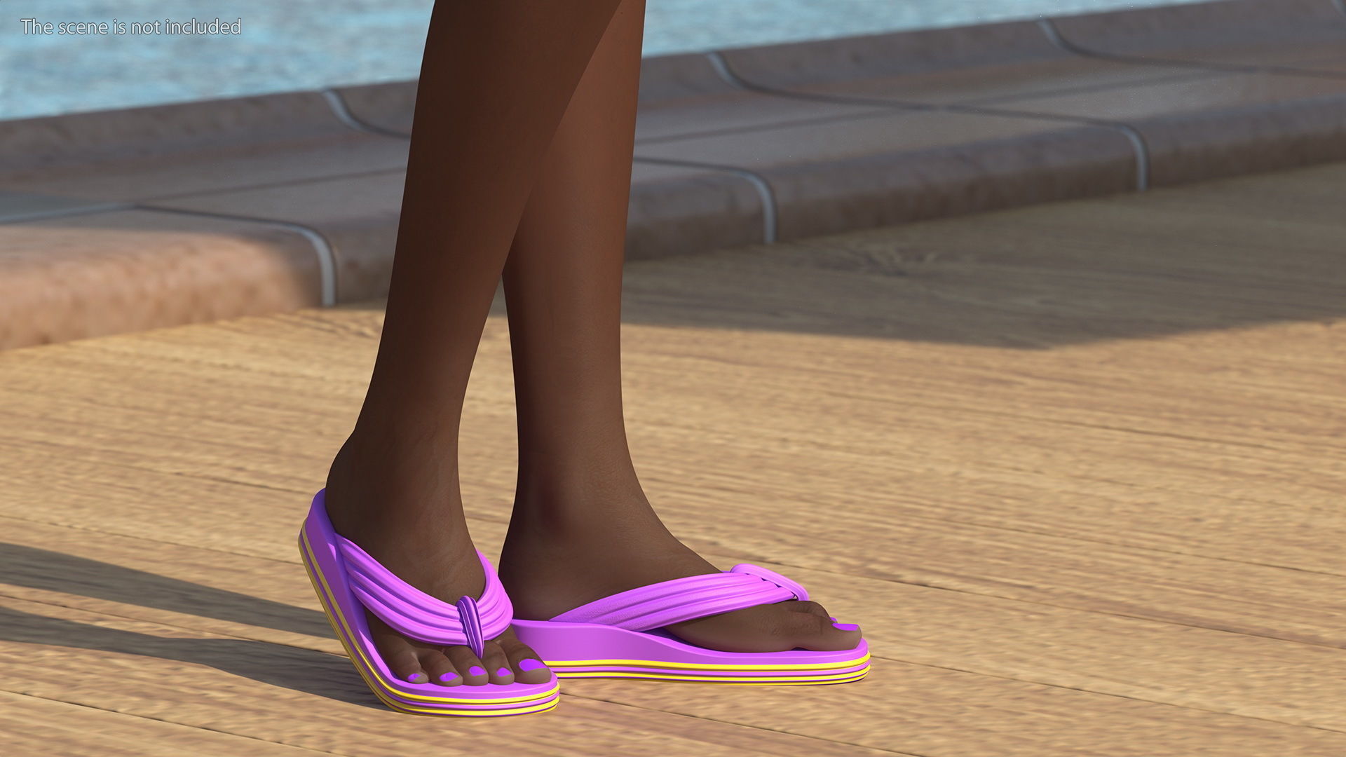 African American Young Woman Beach Style Rigged for Cinema 4D 3D model_11