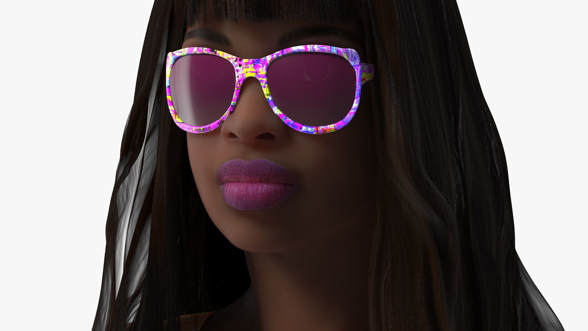 African American Young Woman Beach Style Rigged for Cinema 4D 3D model_17