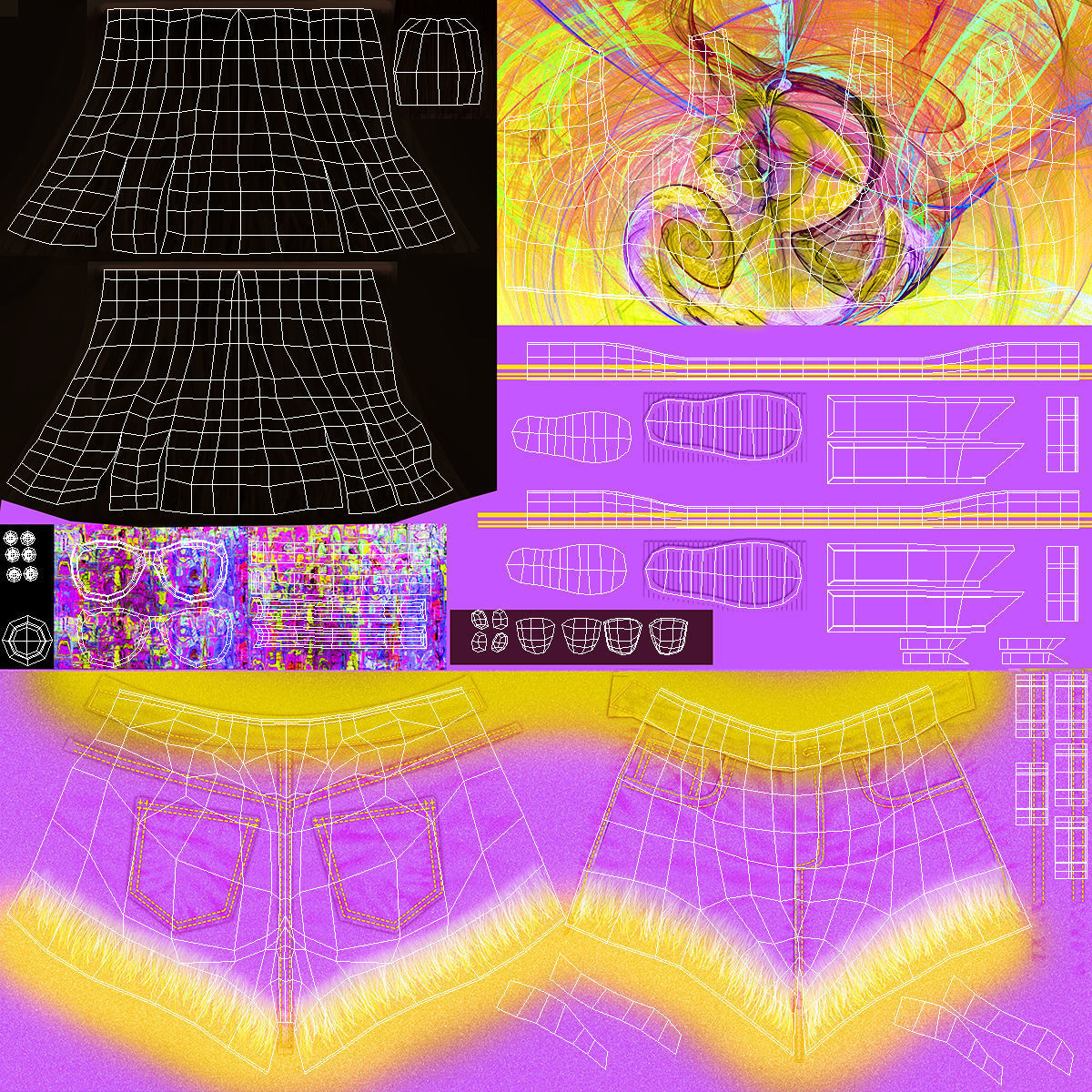 African American Young Woman Beach Style Rigged for Cinema 4D 3D model_27