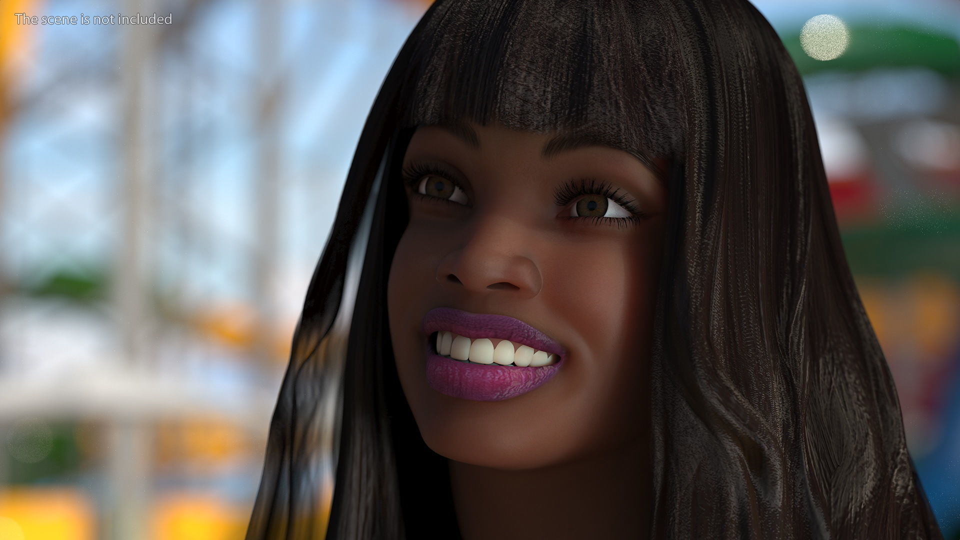 African American Young Woman Beach Style Rigged for Cinema 4D 3D model_8