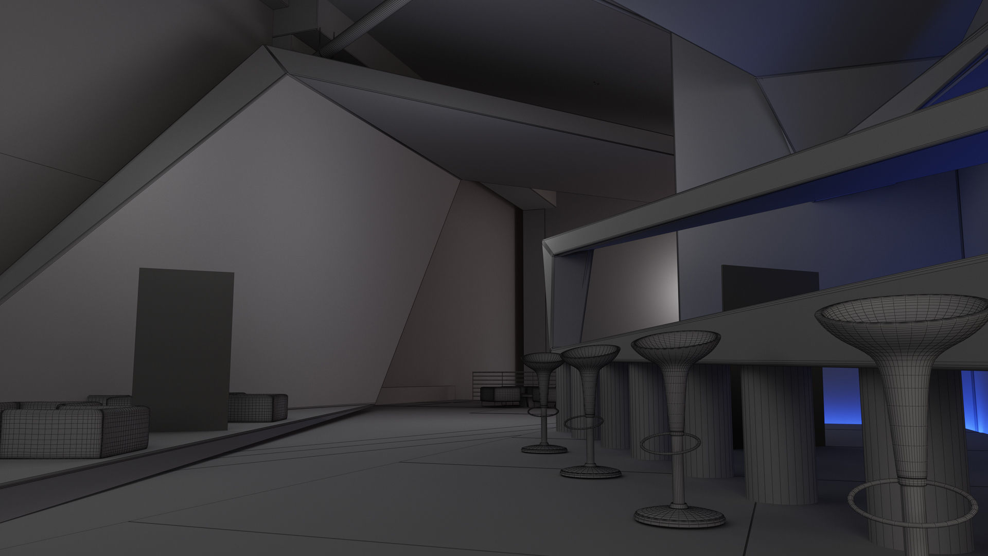 Wargaming Center video games ps4 modern cafe interior design 3D model_5