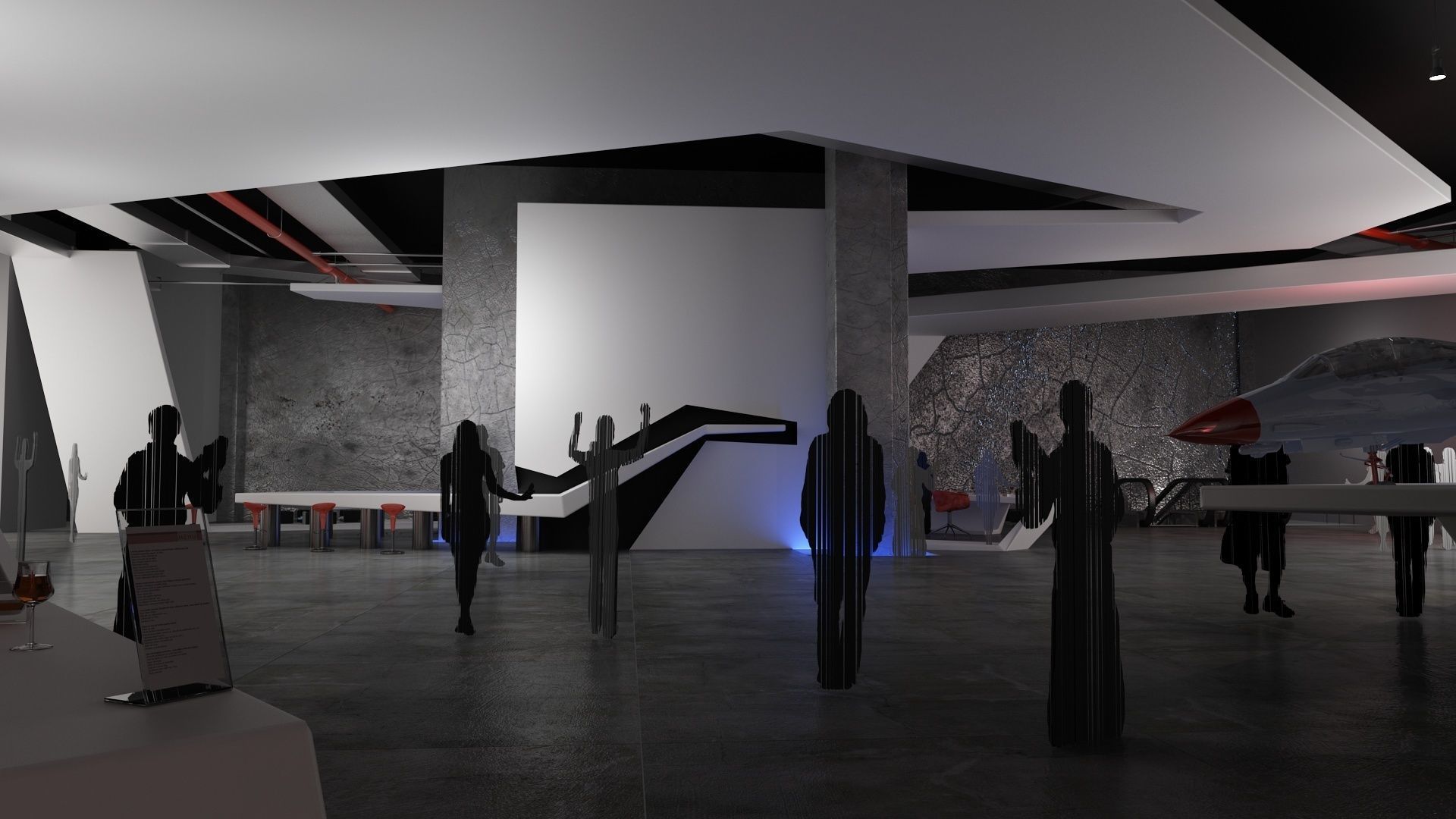 Wargaming Center video games ps4 modern cafe interior design 3D model_16