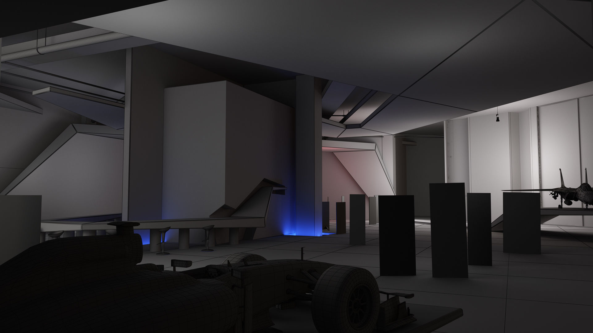 Wargaming Center video games ps4 modern cafe interior design 3D model_19