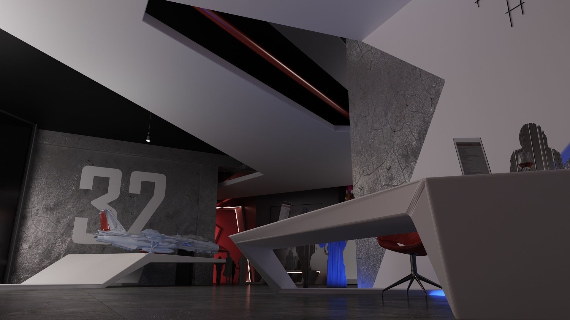 Wargaming Center video games ps4 modern cafe interior design 3D model_1