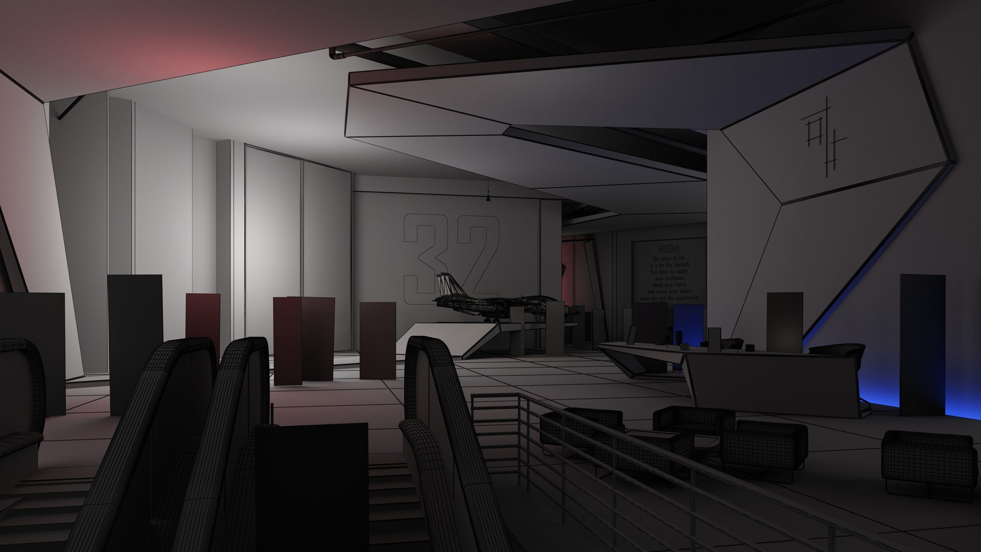 Wargaming Center video games ps4 modern cafe interior design 3D model_20