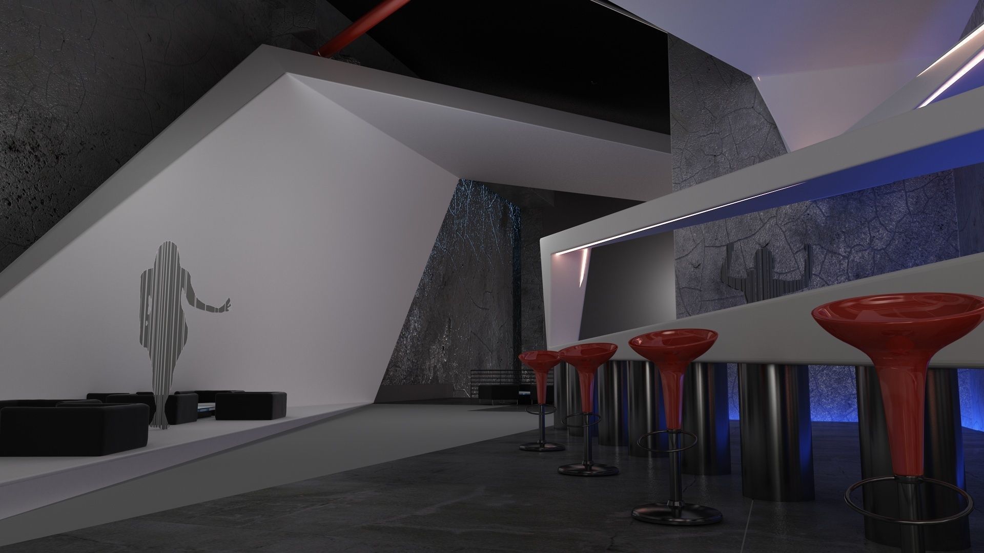 Wargaming Center video games ps4 modern cafe interior design 3D model_15