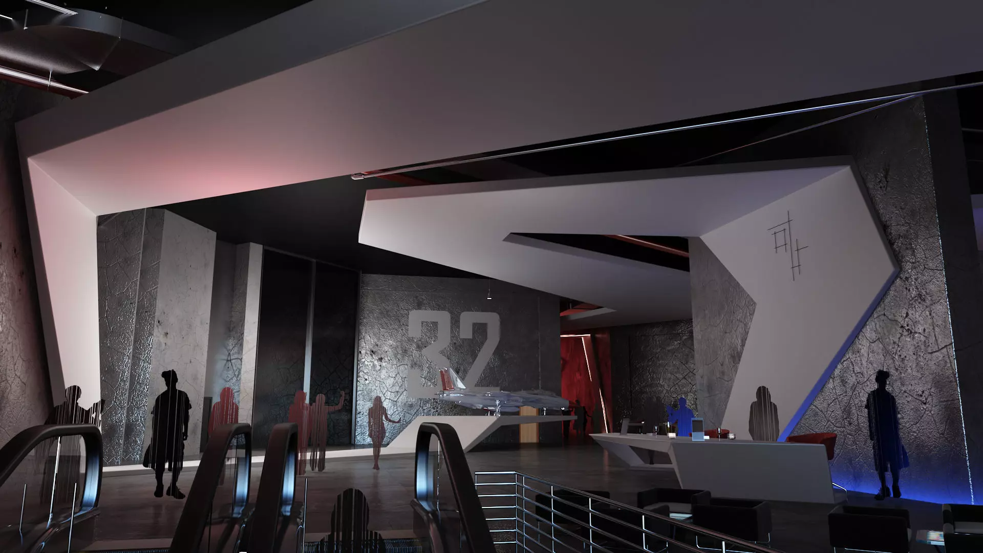 Wargaming Center video games ps4 modern cafe interior design 3D model_0