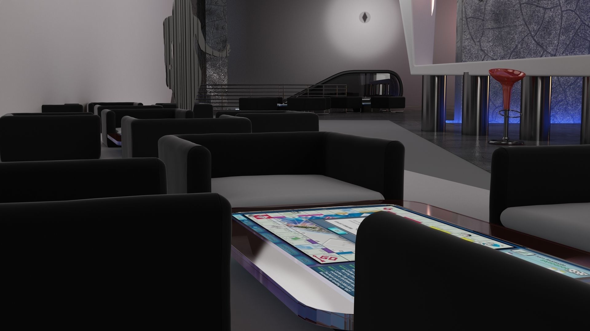 Wargaming Center video games ps4 modern cafe interior design 3D model_9
