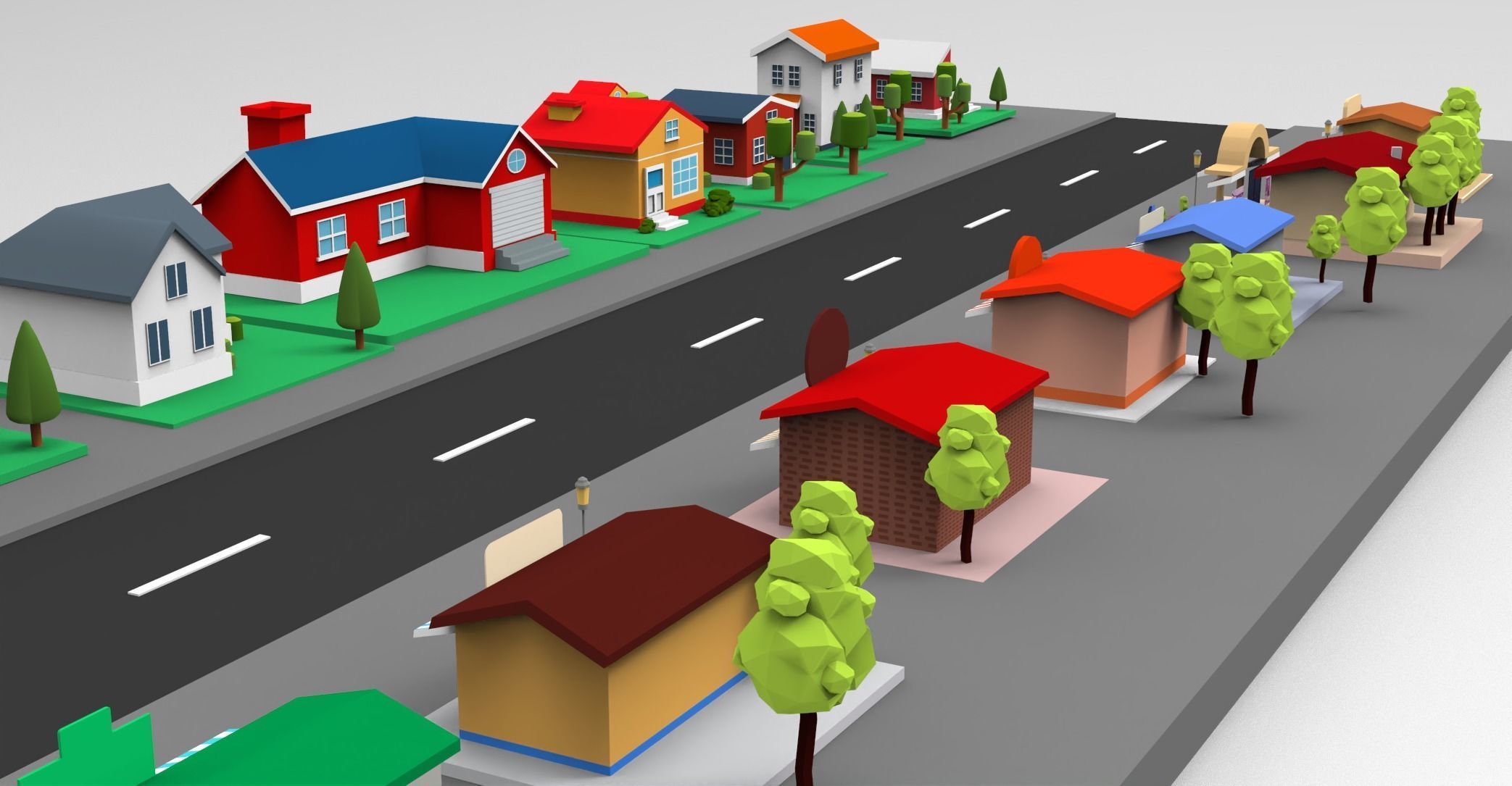 Cartoon City Lowpoly Low-poly 3D model_11