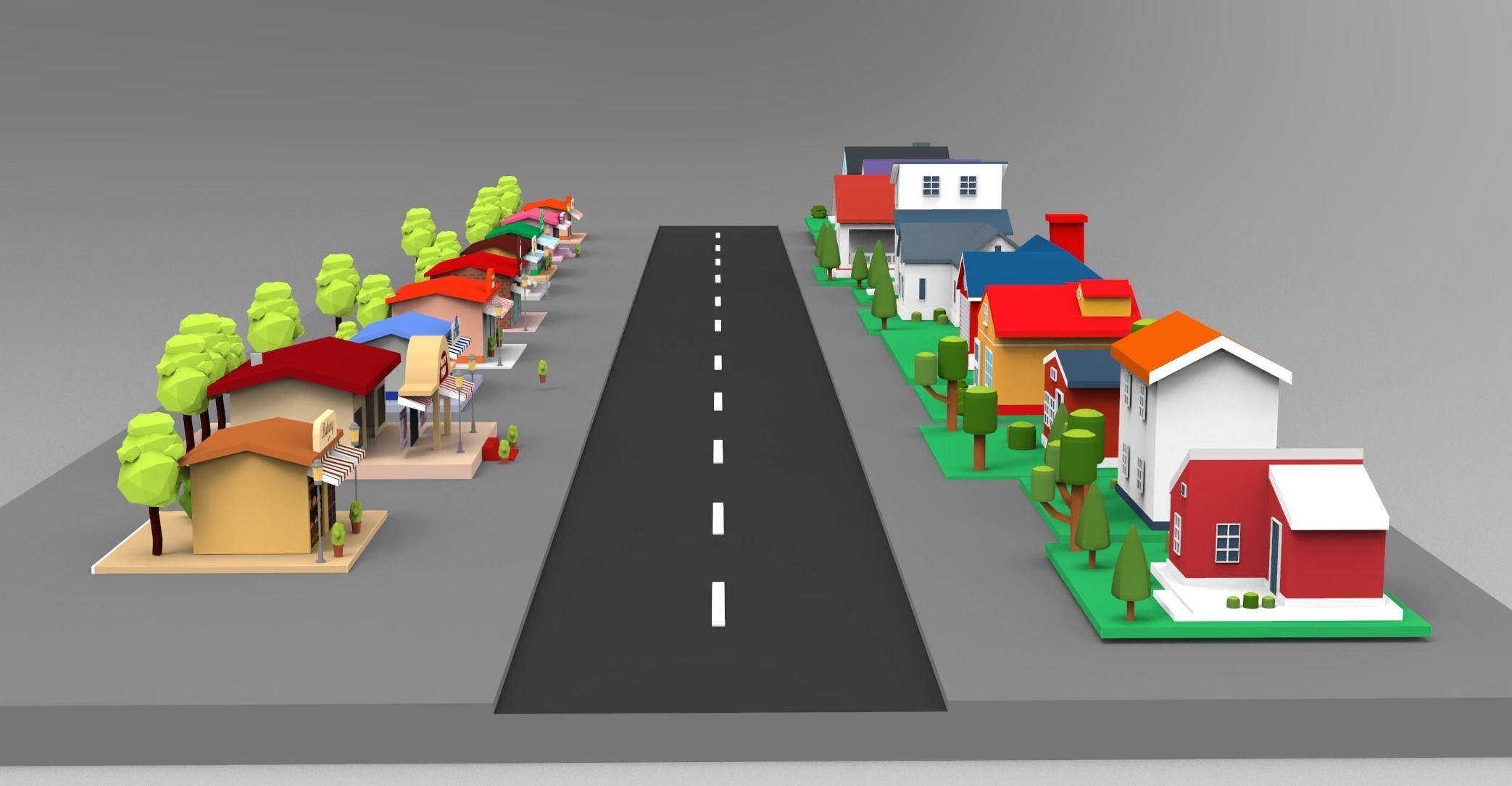 Cartoon City Lowpoly Low-poly 3D model_7