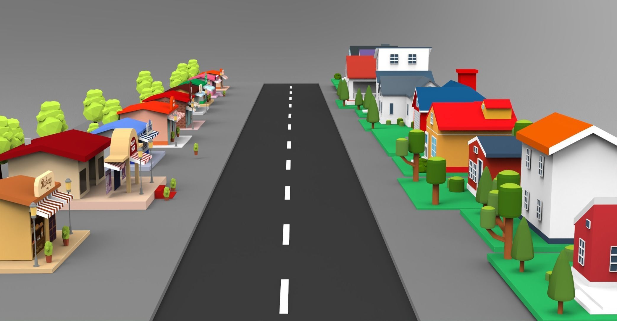 Cartoon City Lowpoly Low-poly 3D model_6