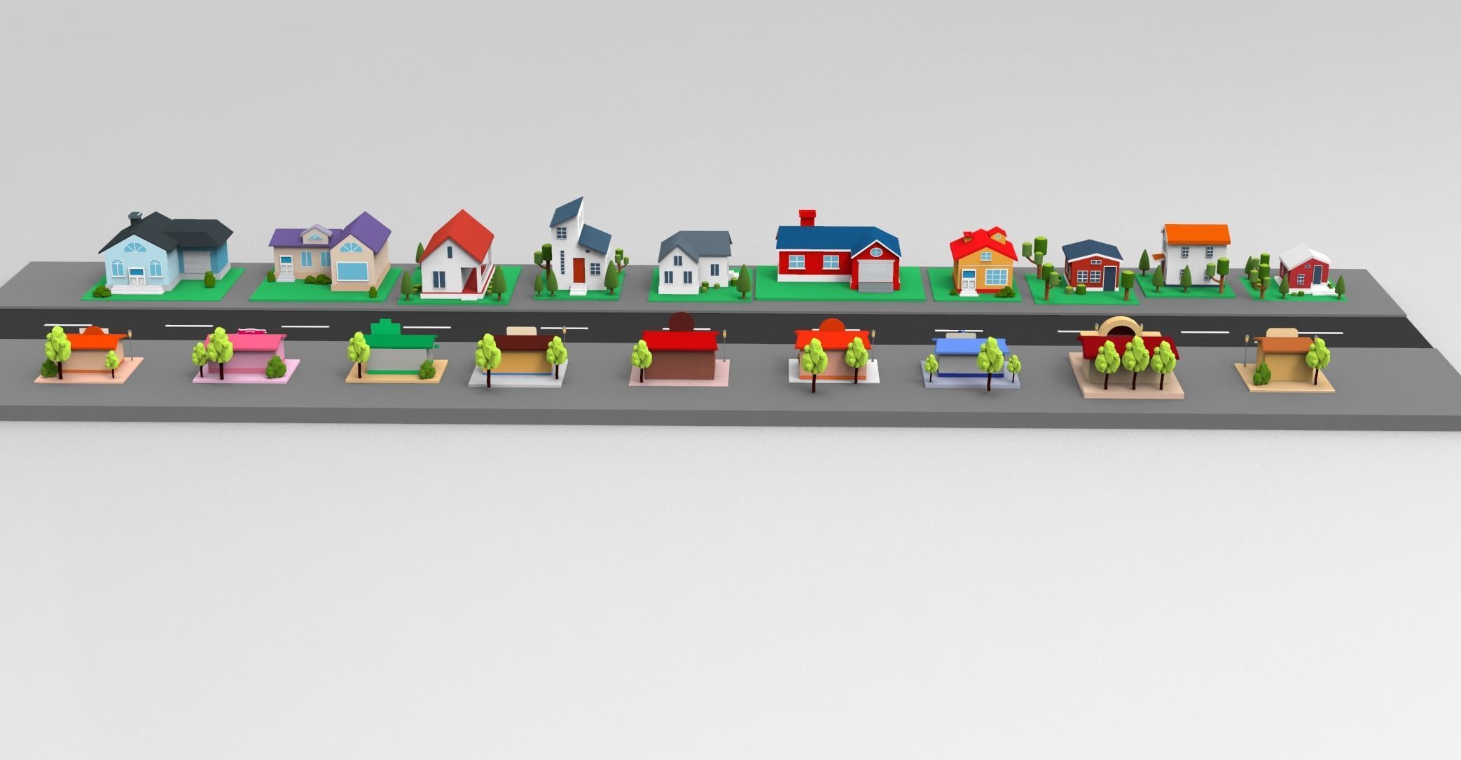 Cartoon City Lowpoly Low-poly 3D model_2