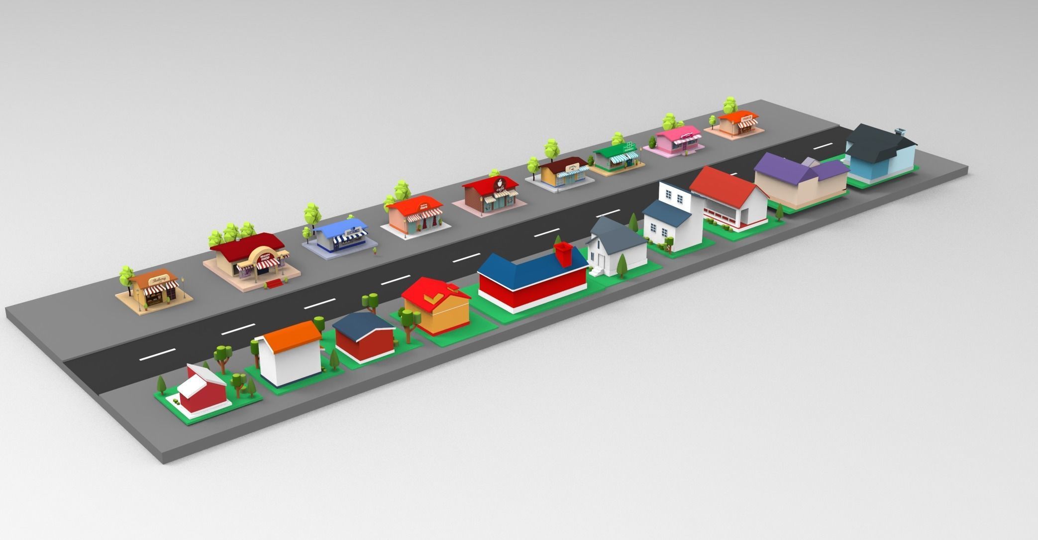 Cartoon City Lowpoly Low-poly 3D model_8