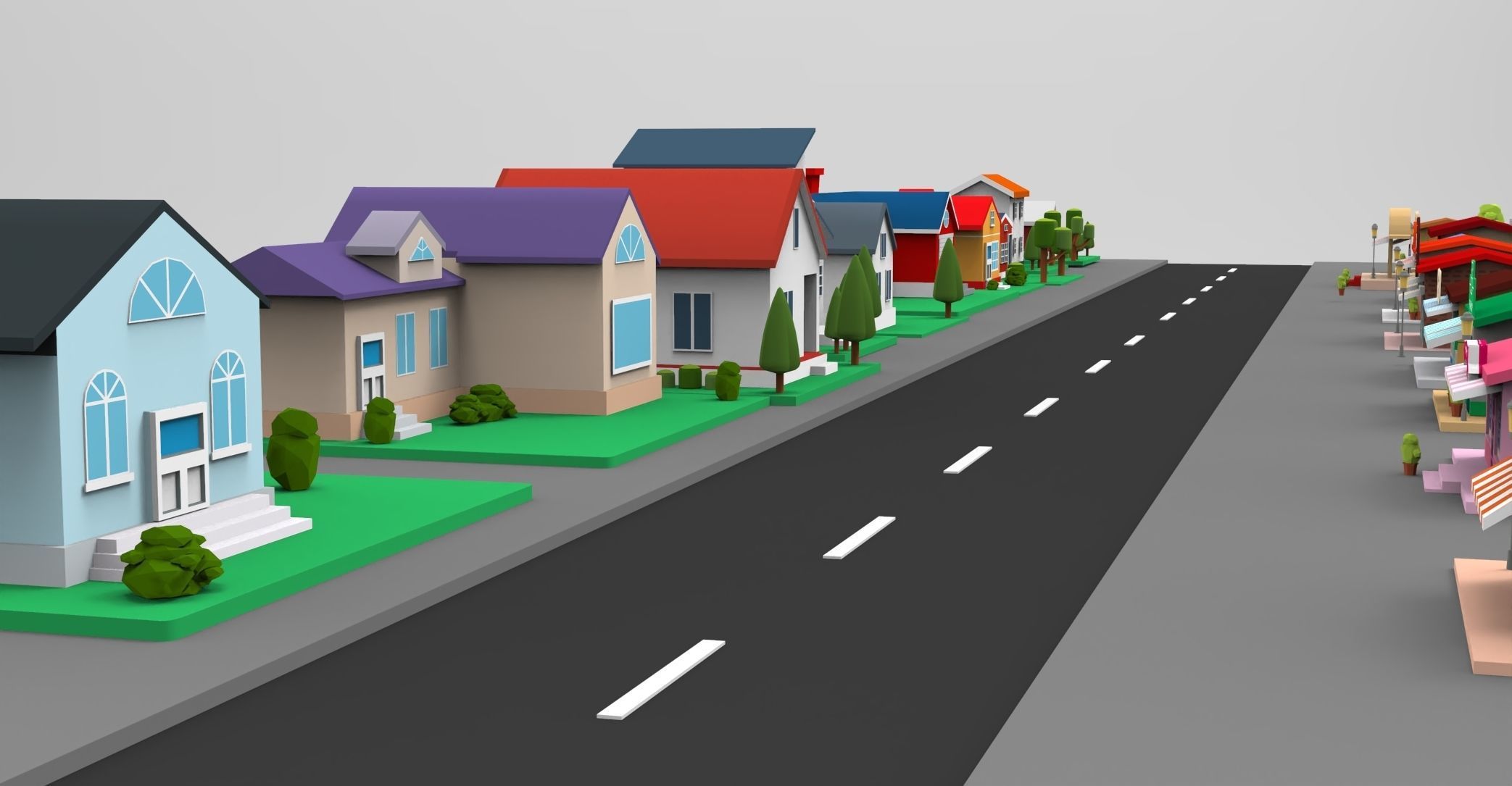 Cartoon City Lowpoly Low-poly 3D model_1