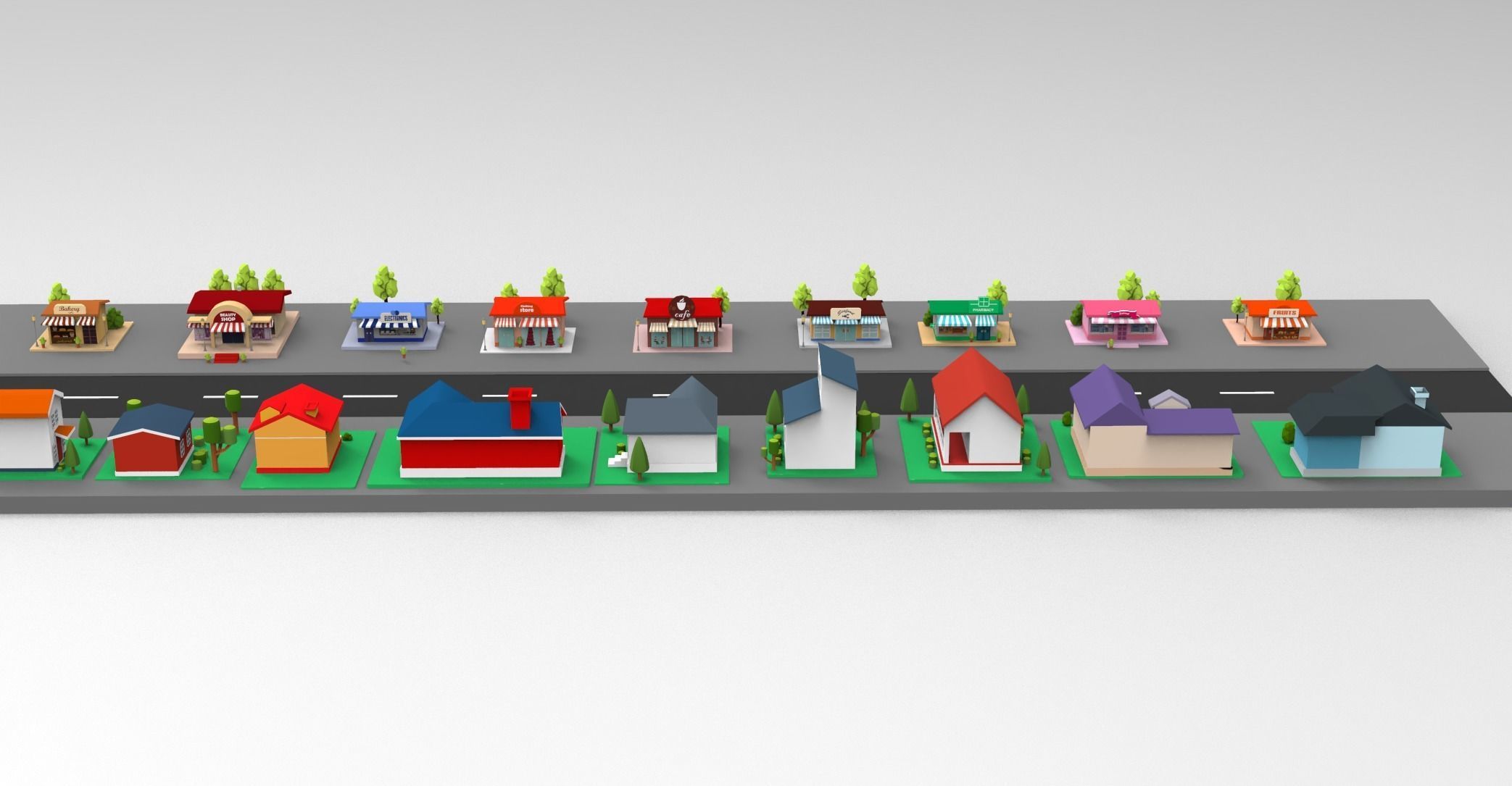 Cartoon City Lowpoly Low-poly 3D model_3