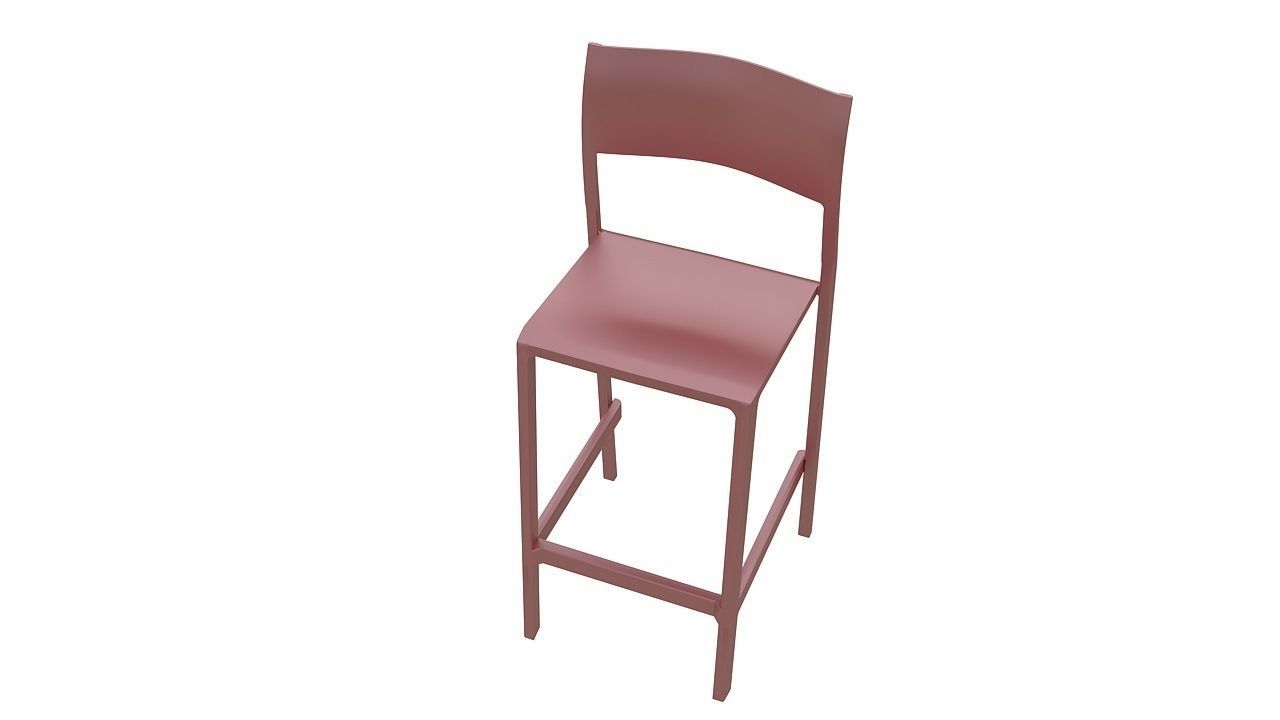 Plastic counter stool 3D model_3