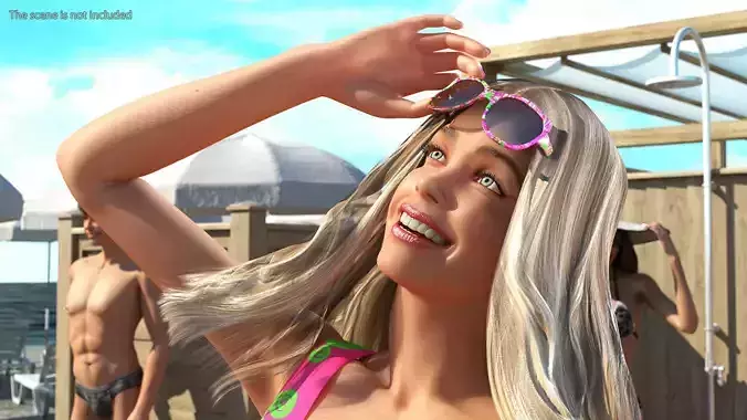 Young Woman Beach Outfit Rigged for Modo 3D model