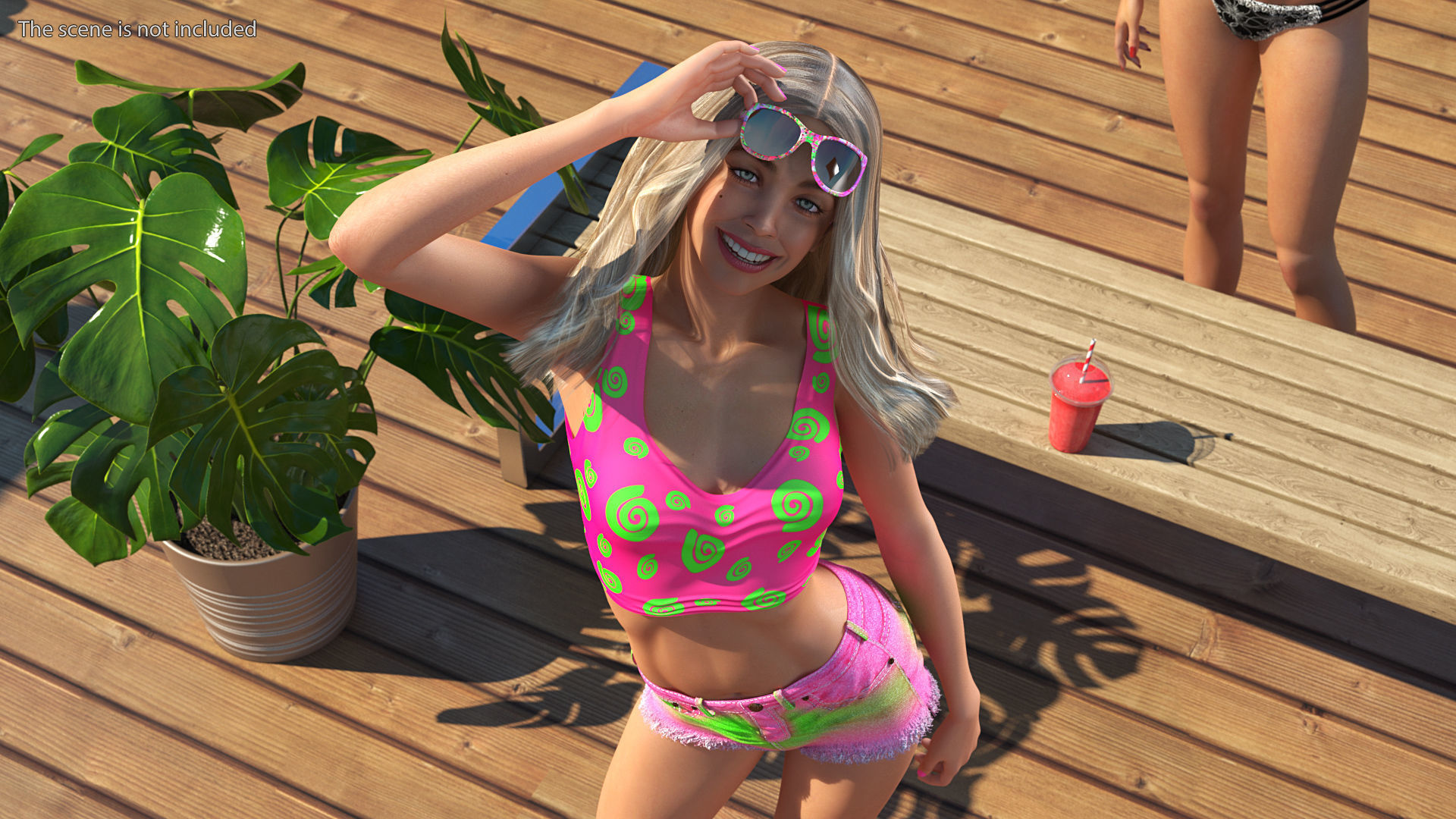 Young Woman Beach Outfits Rigged for Cinema 4D 3D model_10