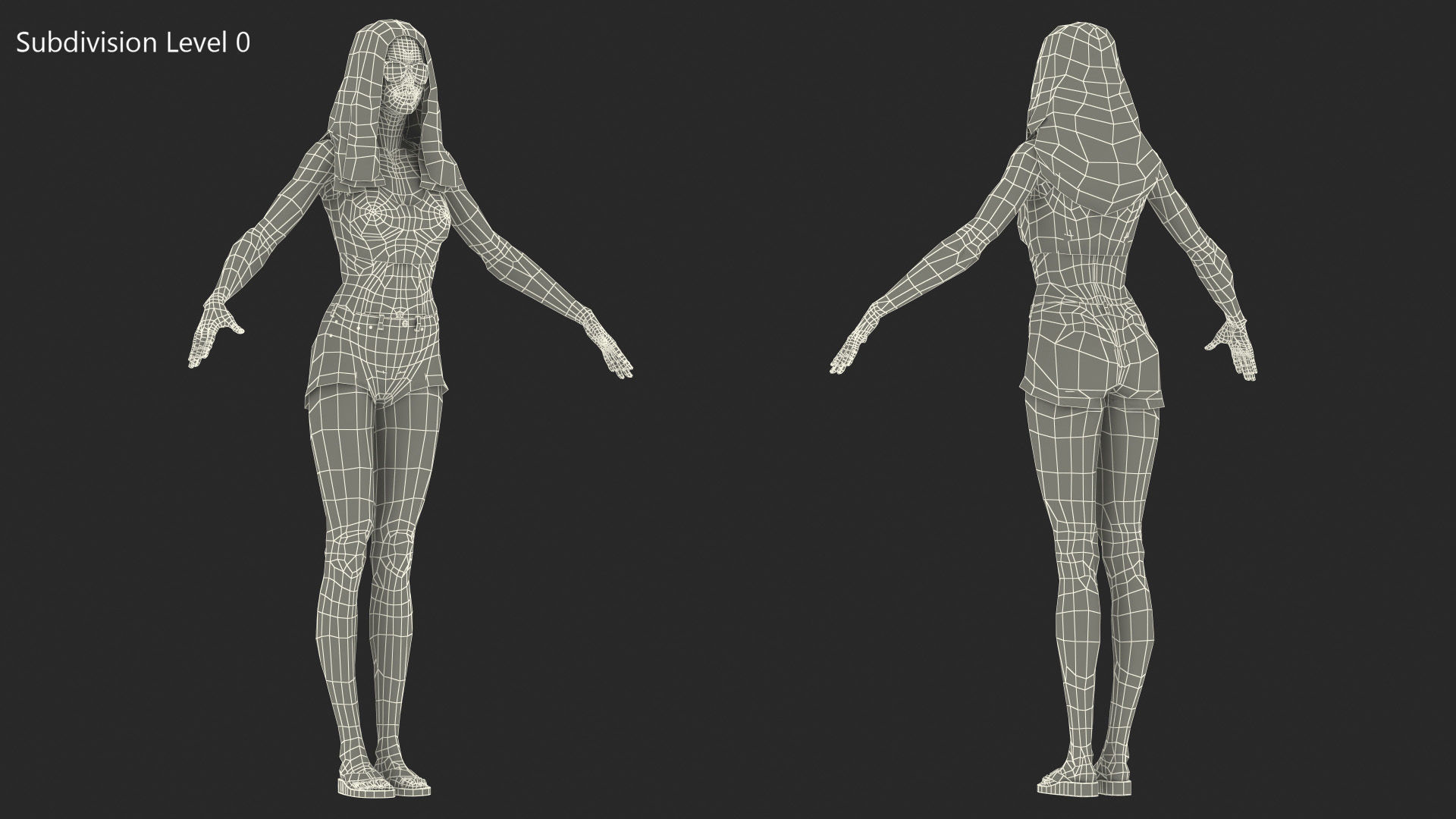 Young Woman Beach Outfits Rigged for Cinema 4D 3D model_33