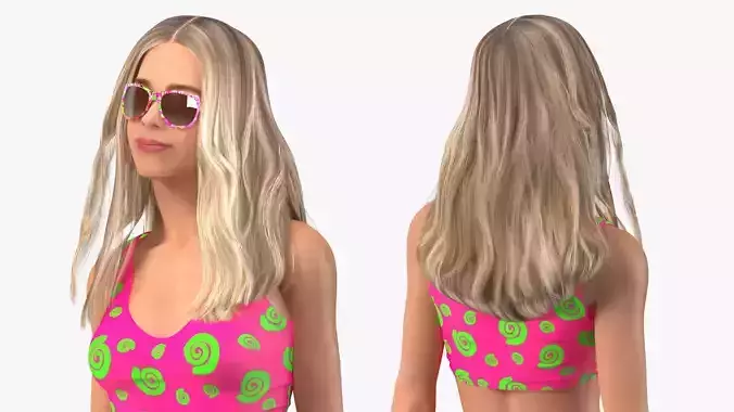 Young Woman Beach Outfits Rigged for Maya 3D model