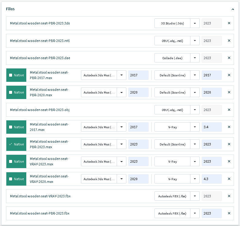 Metal stool wooden seat 3D model_14