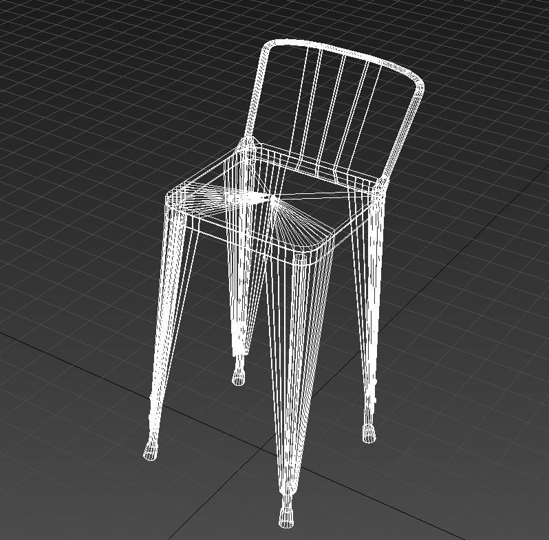 Metal stool wooden seat 3D model_10