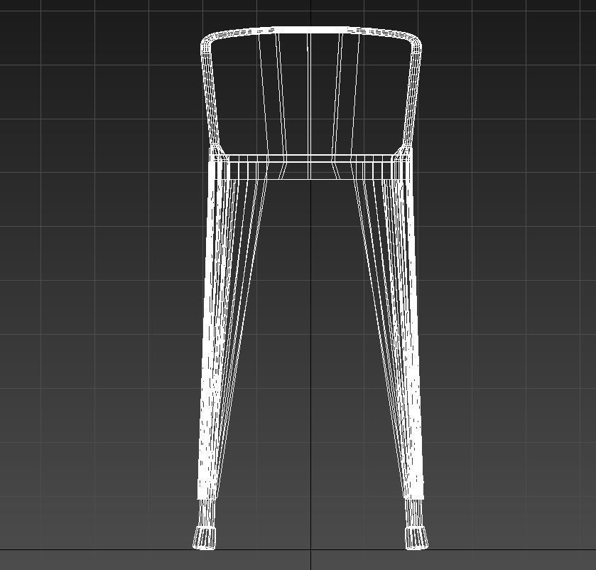Metal stool wooden seat 3D model_11