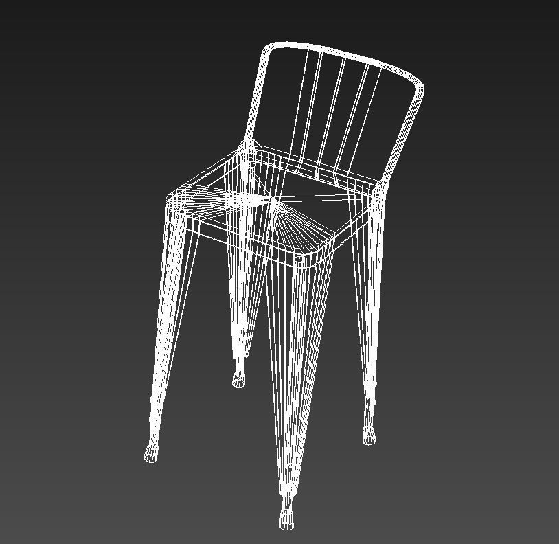 Metal stool wooden seat 3D model_9