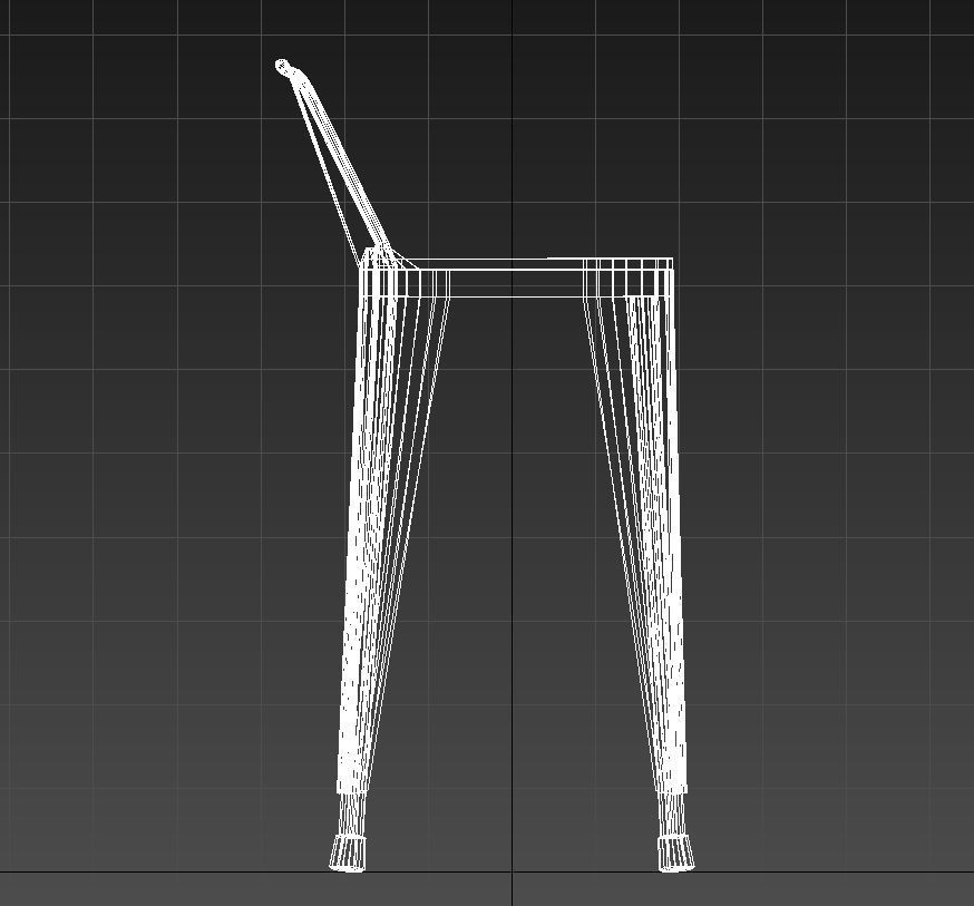 Metal stool wooden seat 3D model_12