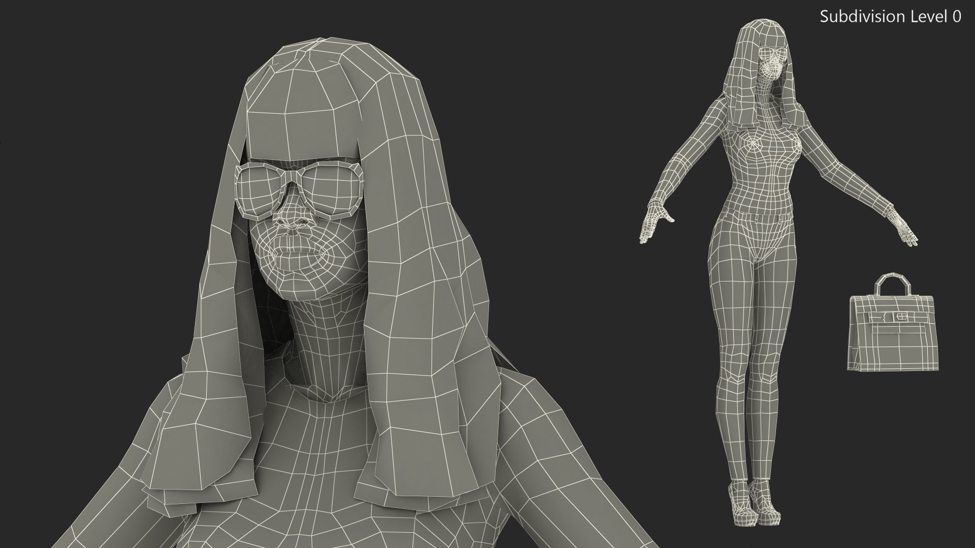 Fashionable Style Teenage Black Girl Rigged for Modo 3D model_30