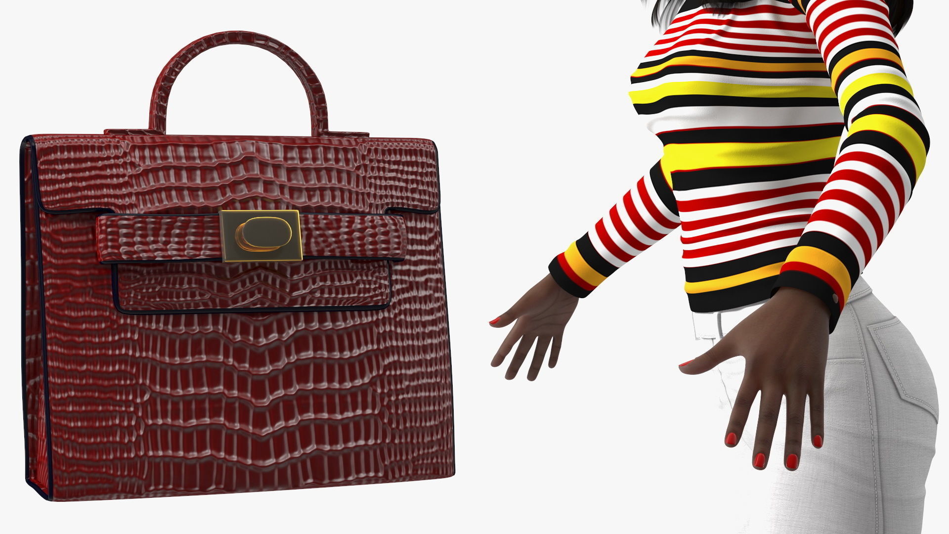 Fashionable Style Teenage Black Girl Rigged for Modo 3D model_25