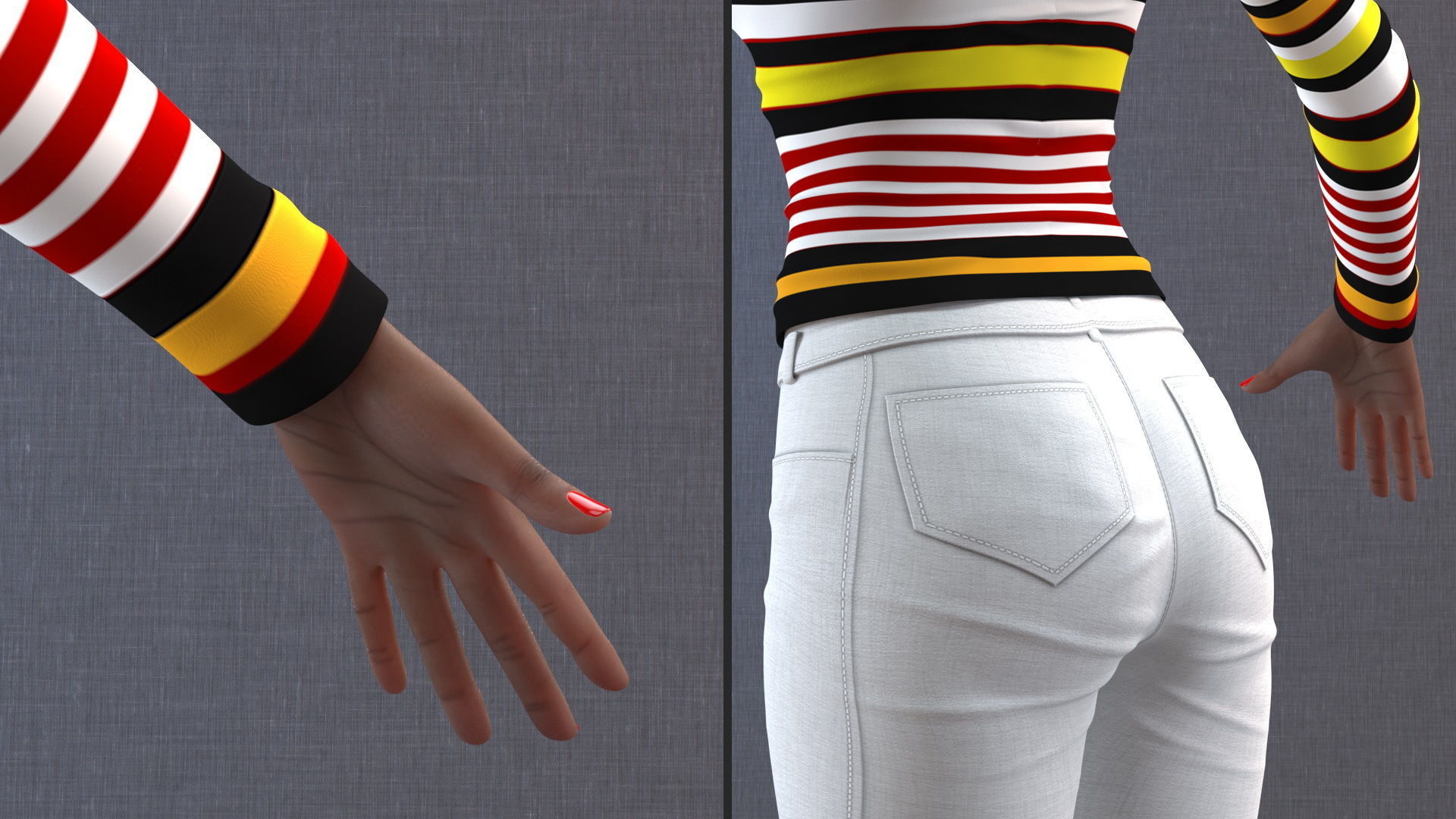 Fashionable Style Teenage Black Girl Rigged for Modo 3D model_20