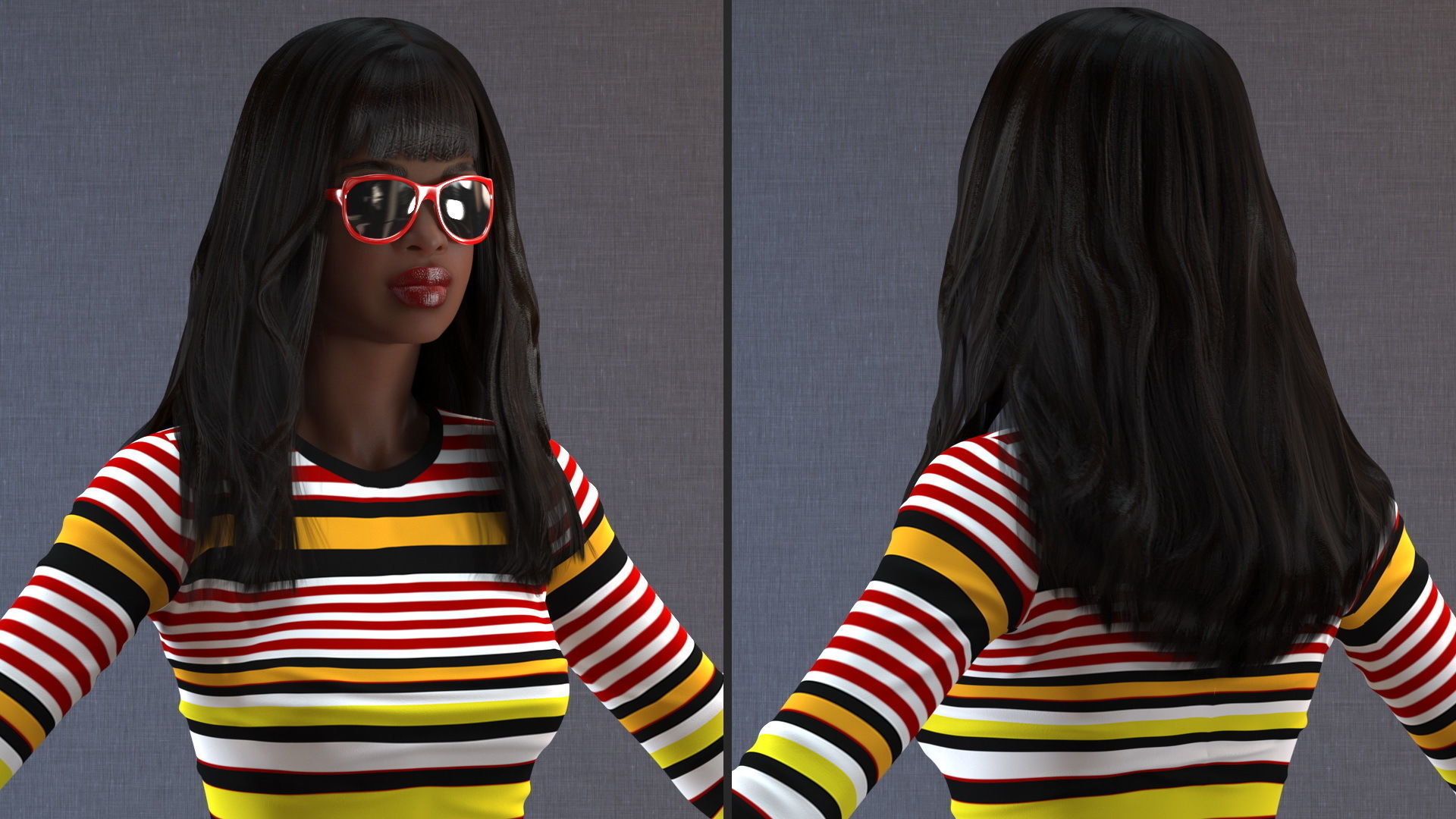 Fashionable Style Teenage Black Girl Rigged for Modo 3D model_19