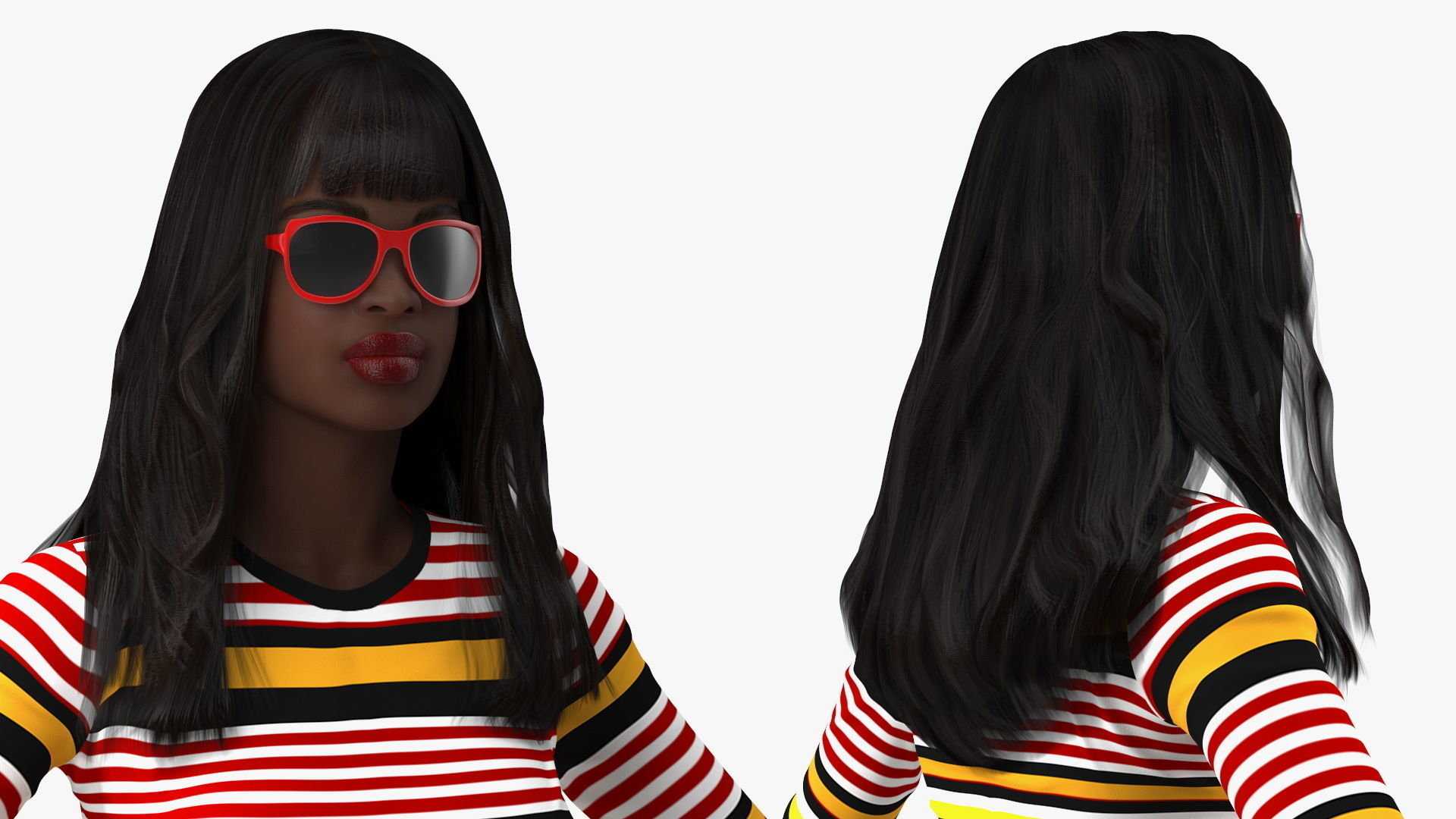Fashionable Style Teenage Black Girl Rigged for Modo 3D model_24